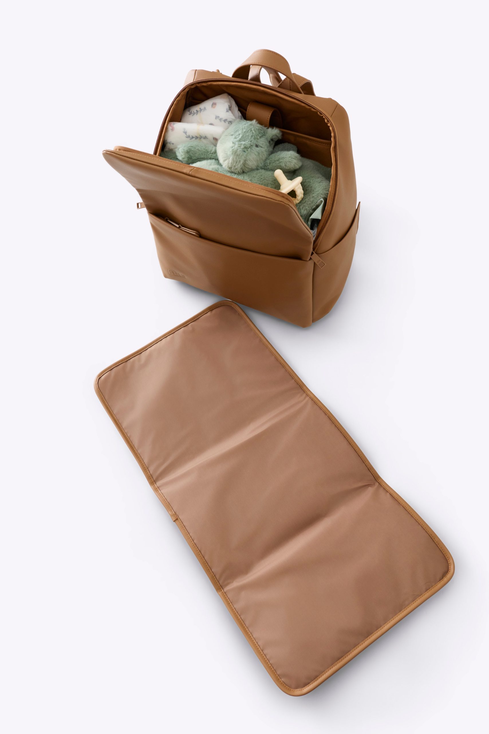 The Everyday Diaper Backpack in Camel Vegan Leather - Image 3